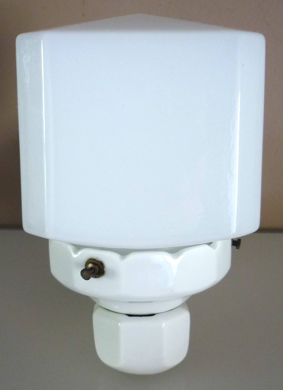 Antique wall light, porcelain and opaline glass, Art Deco period