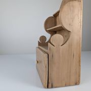 Hand-Carved Folk Art Pine Cutlery Rack with Drawer, 1950s