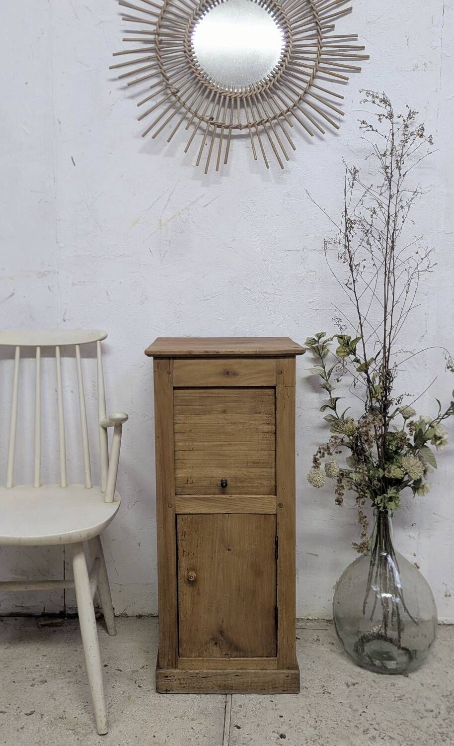 Antique cherry wood curtain bedside table, entrance furniture