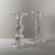 Two Clear Glass Candle Holders, 1990s Italy - Simple Timeless Ball Design, Retro Table Decor Gift