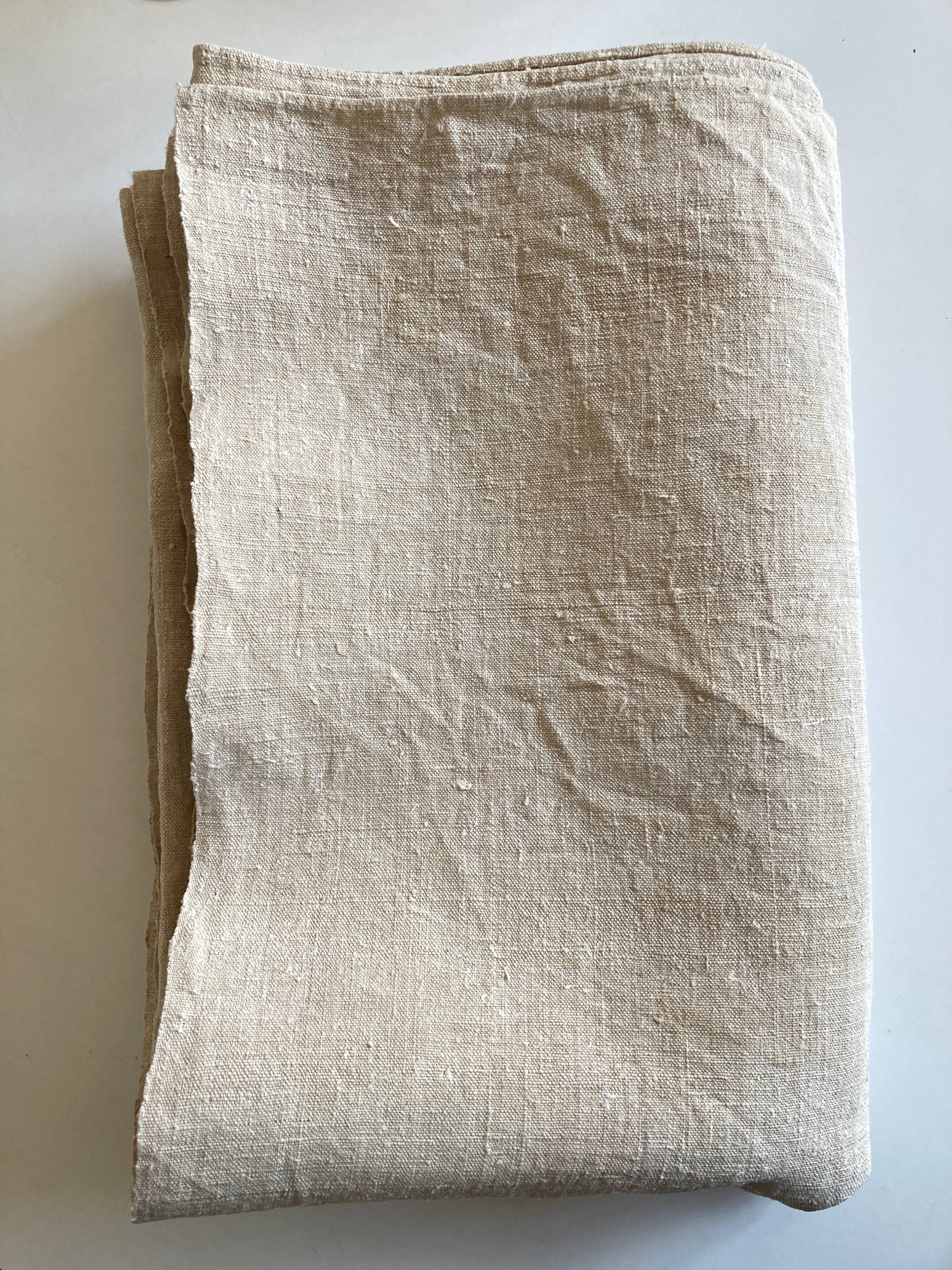 Raw hemp tablecloth 19th trousseau reserve 2m x 2m