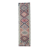 Tapis couloir vintage turc Oushak fait main en laine et coton orange des années 1970 89x319