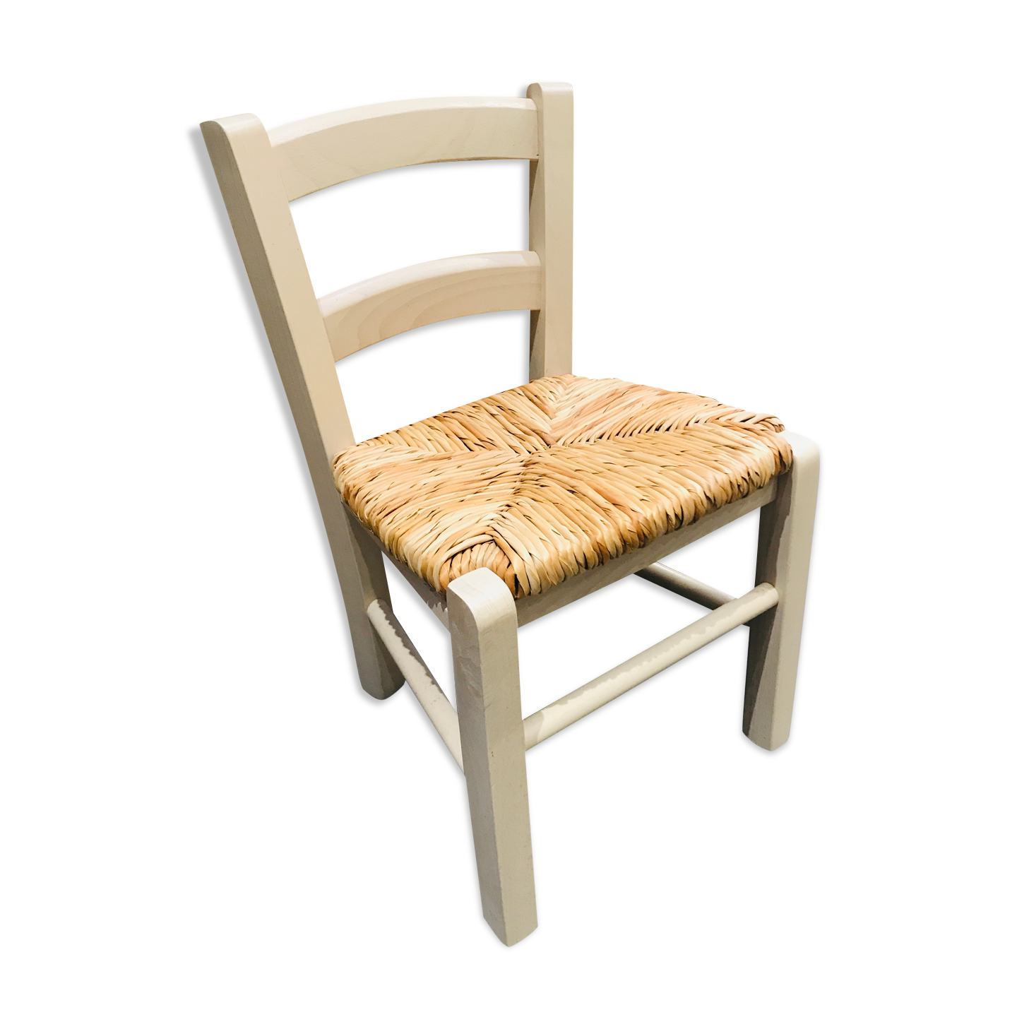 Straw seated wooden chair
