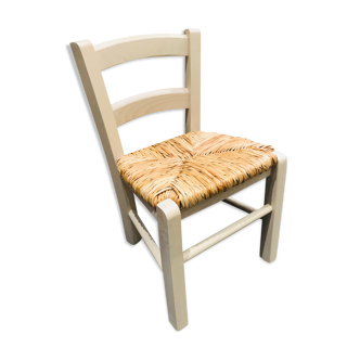 Straw seated wooden chair
