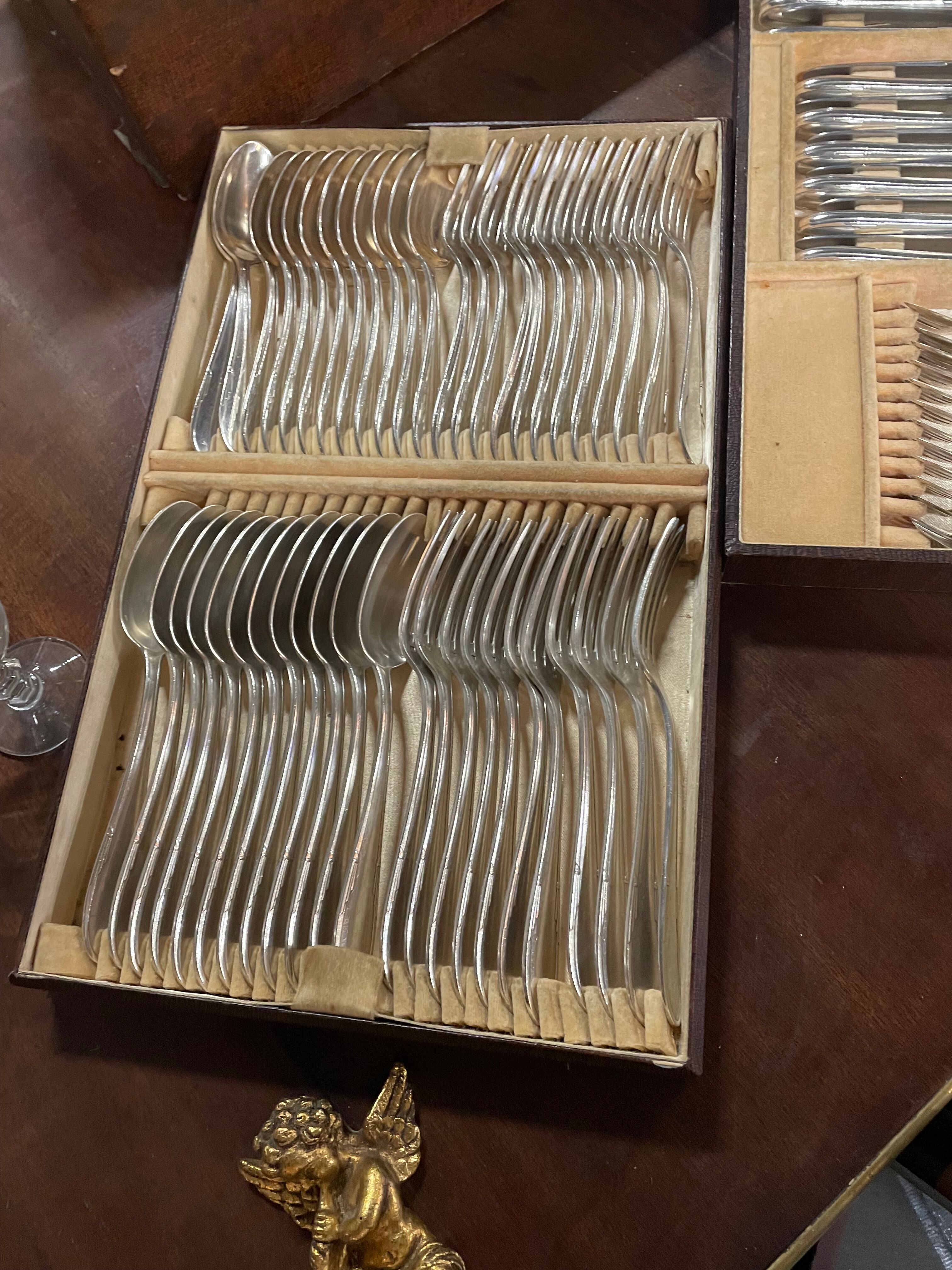 Art Deco menagere in silver metal