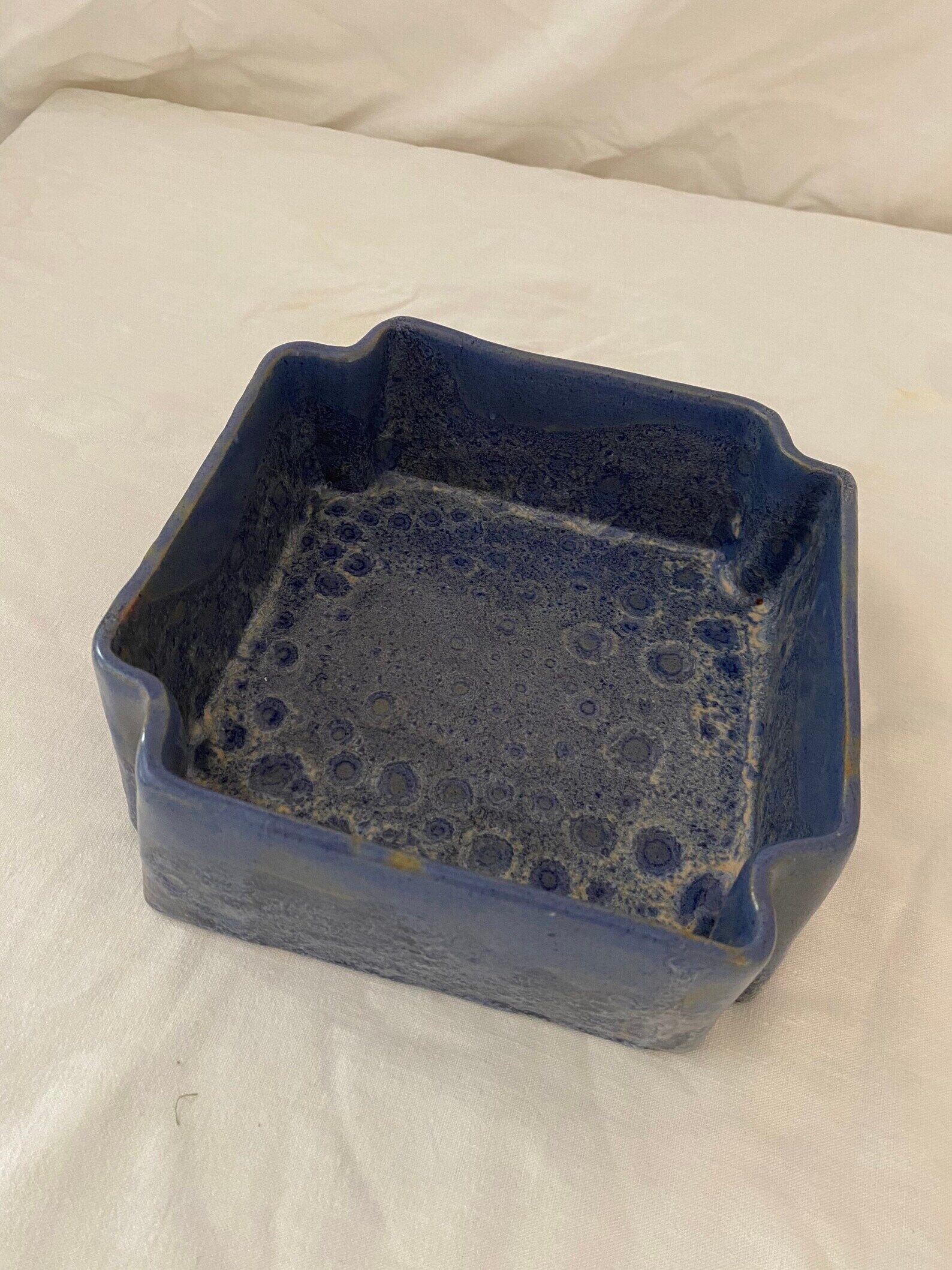 Square flat in blue glazed stoneware
