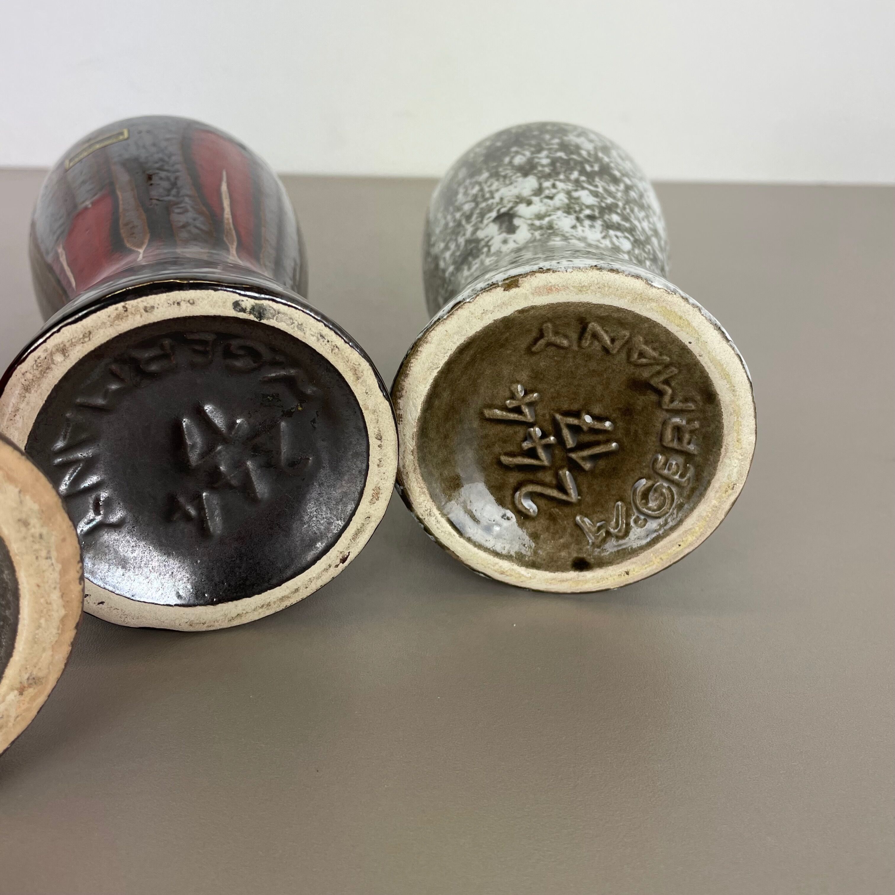 Set of three Vintage Pottery Fat Lava Vases Made by Scheurich, Germany, 1970s