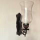 Wrought iron wall light - wall candle holder and glass tulip