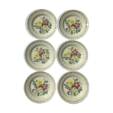 6 assiettes dessert faïence crème fleurs
