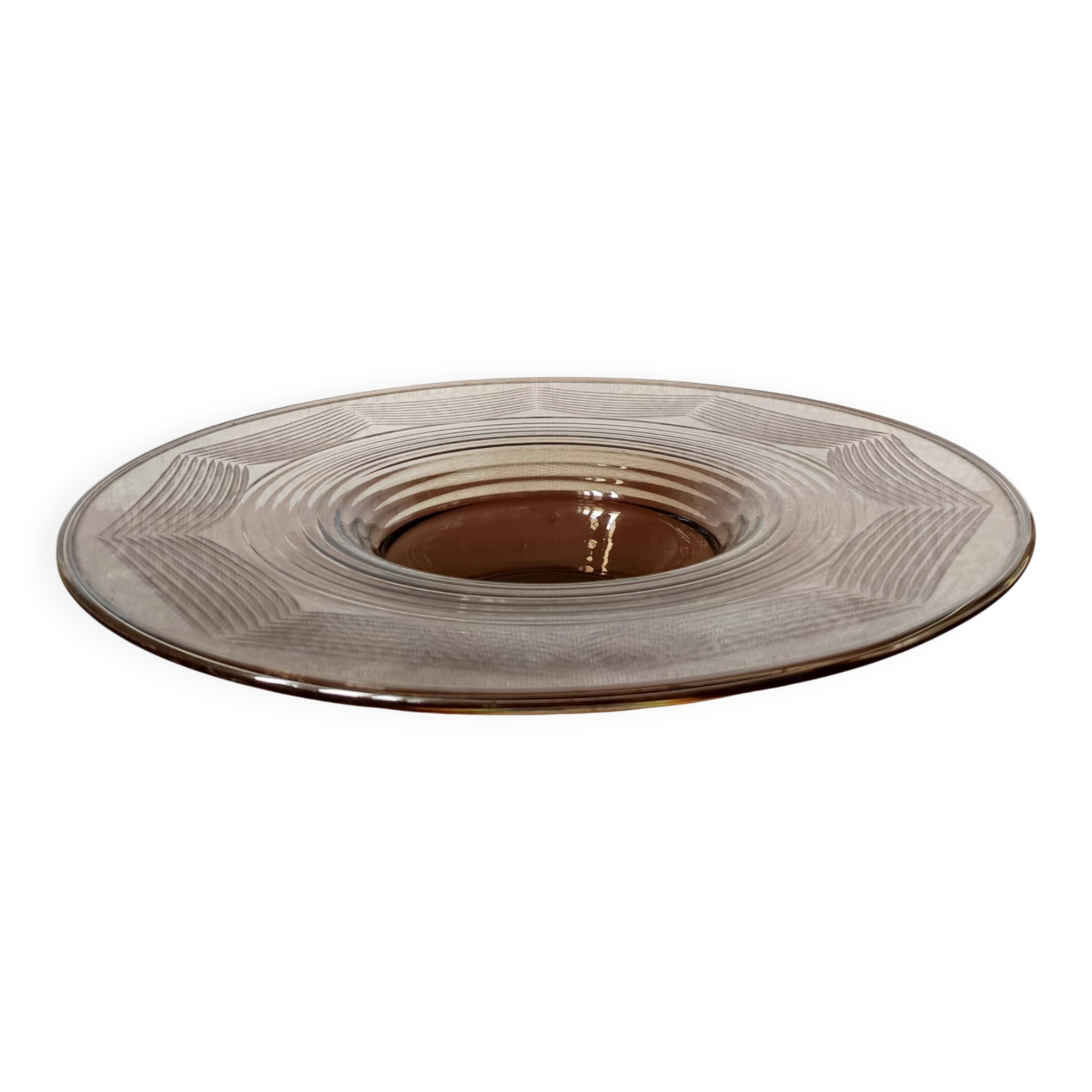 Large Art Deco smoked glass bowl