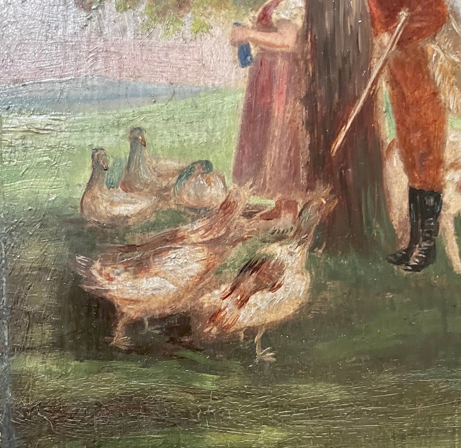 French Farm Scene Oil Painting