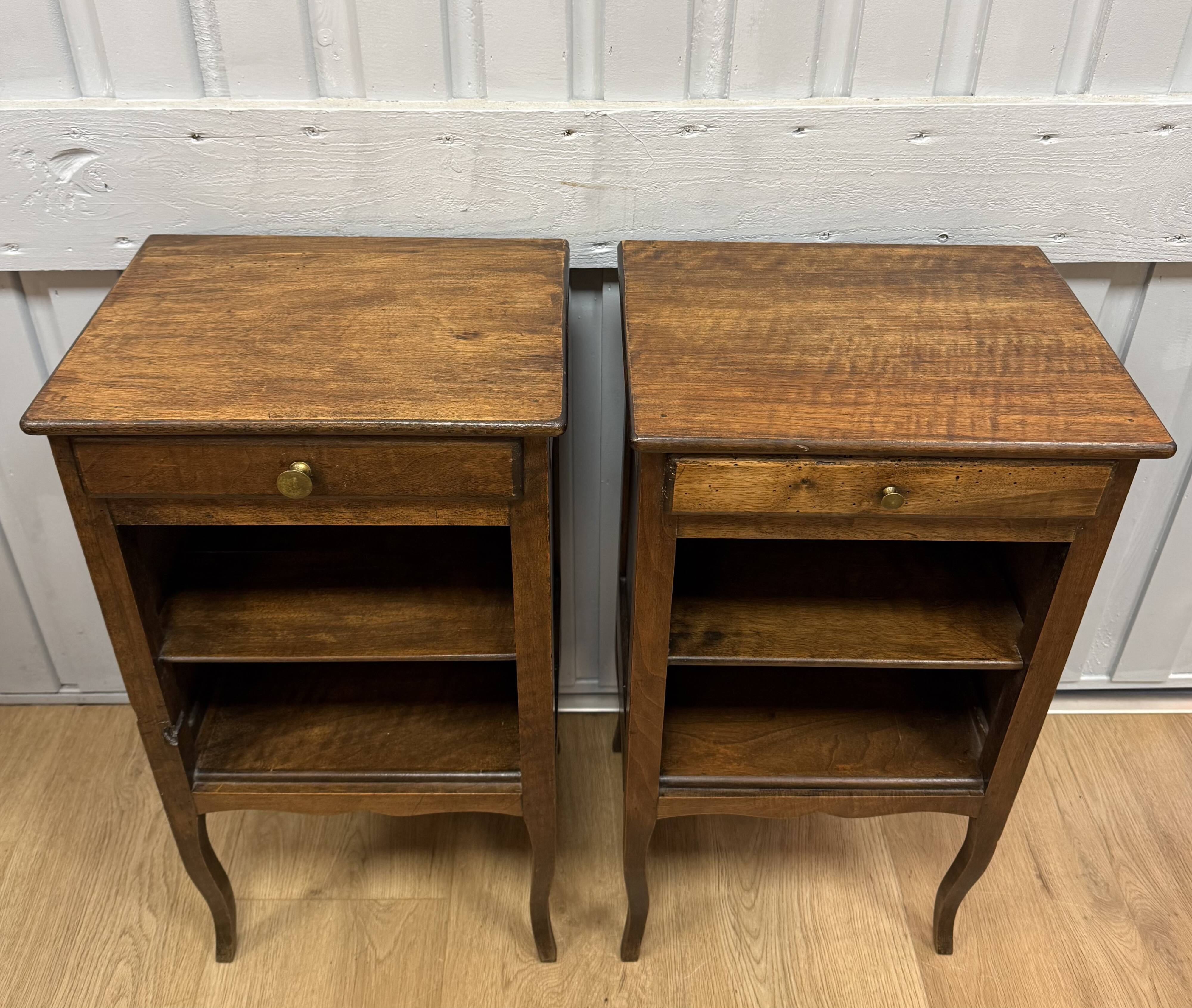 Pair of walnut bedside tables