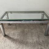 Vintage coffee table in brass and chrome metal from the 70s