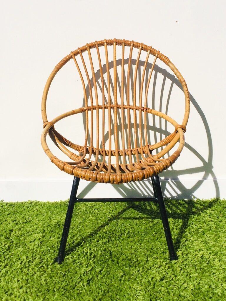 Vintage 60s rattan child chair