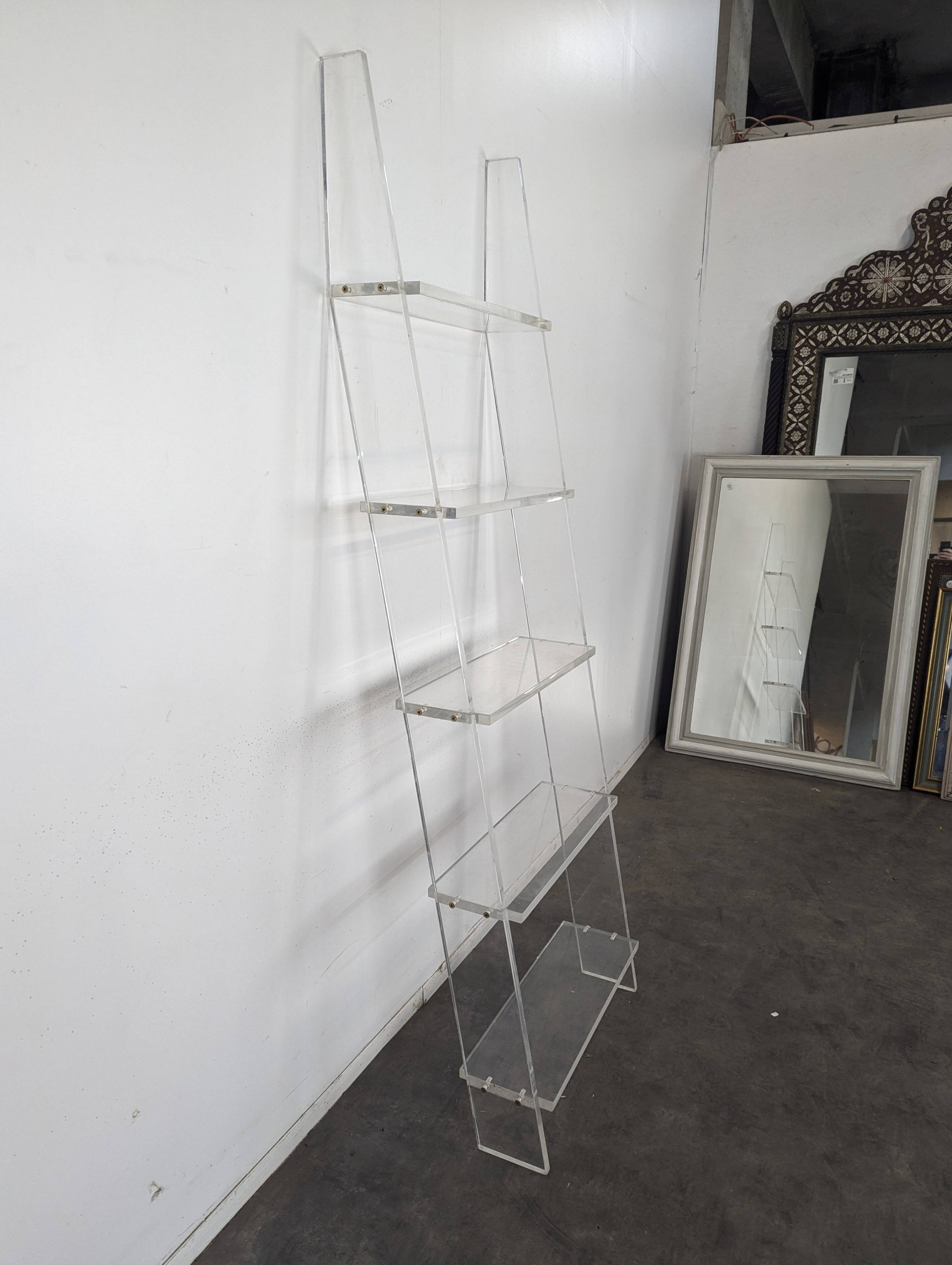 1970s plexiglass ladder shelf in the style of the Invisibles from Le Marais.