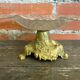 Antique art nouveau fruit bowl moulded glass + golden metal pedestal