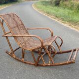 Rocking-chair rattan and canning 30s-40s