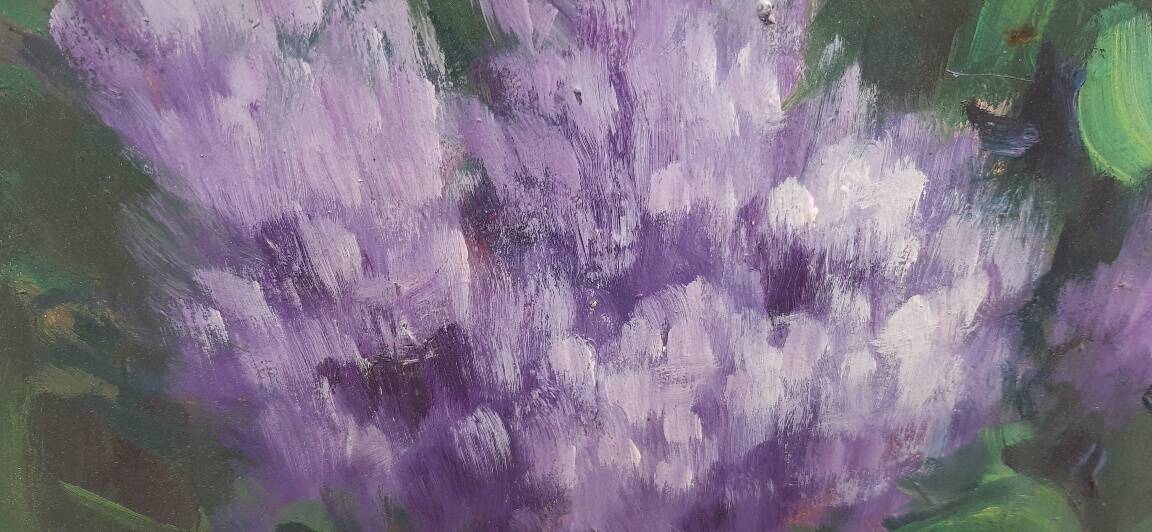 Paul blin (20th century) large oil on isorel – bouquet of lilacs 101 × 68