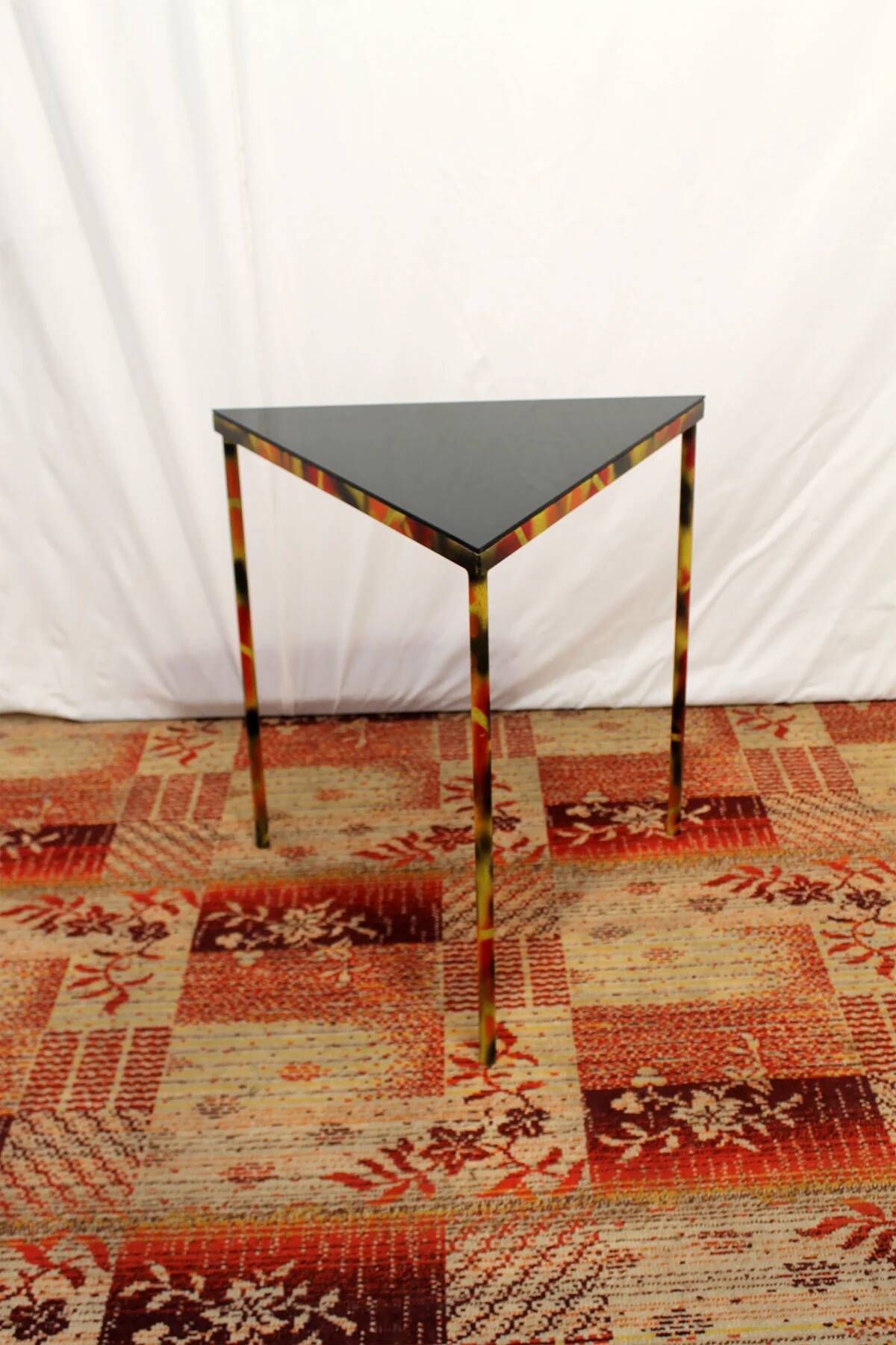 Vintage Eastern Bloc industrial side table, metal & wood accent table