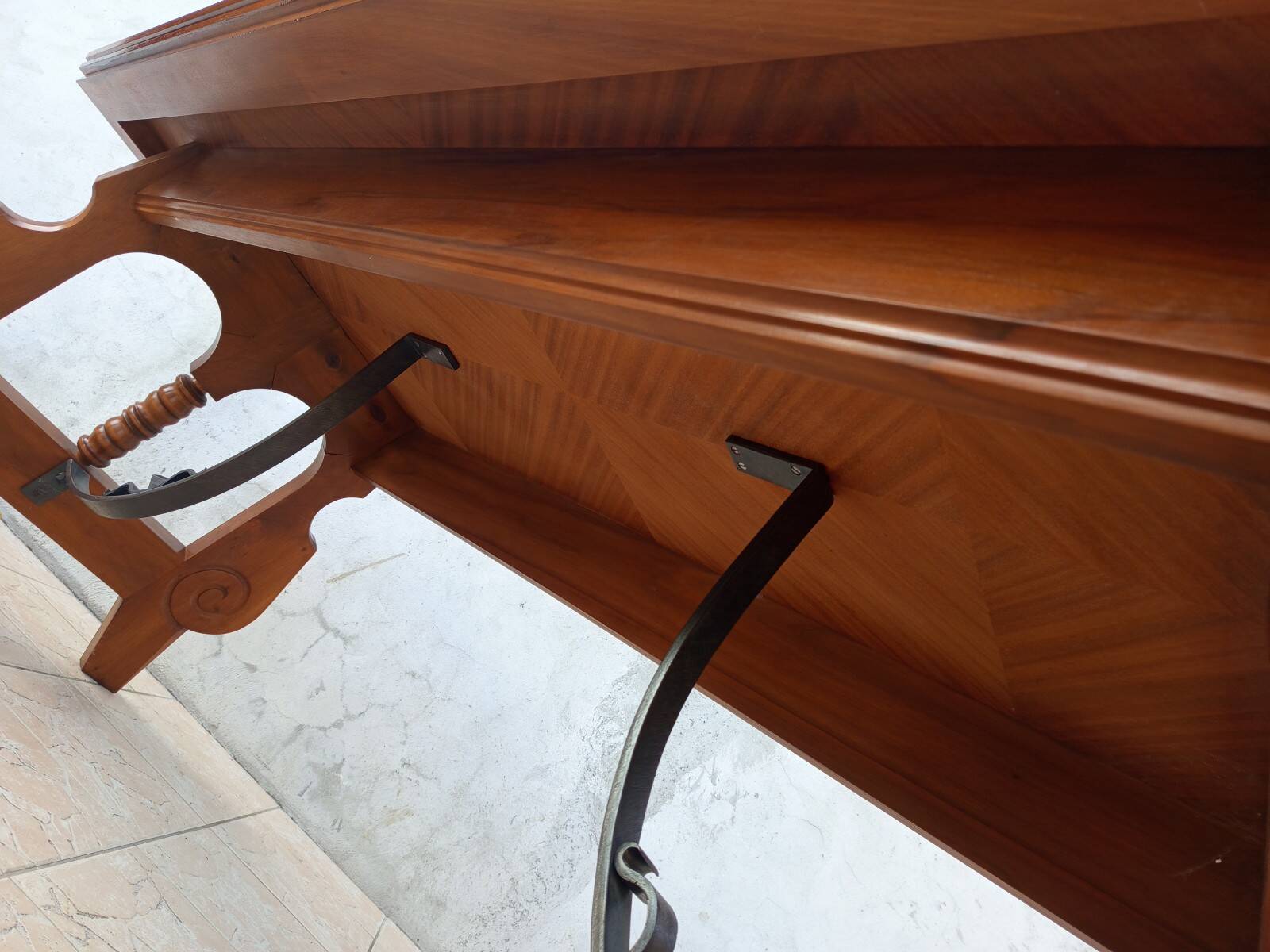 Large vintage table in solid walnut