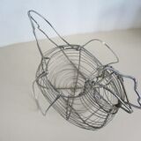 Egg basket chromed metal wire, chicken-shaped,