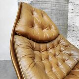 Dutch design Camel leather Artifort swivel chair vintage Geoffrey Harcourt