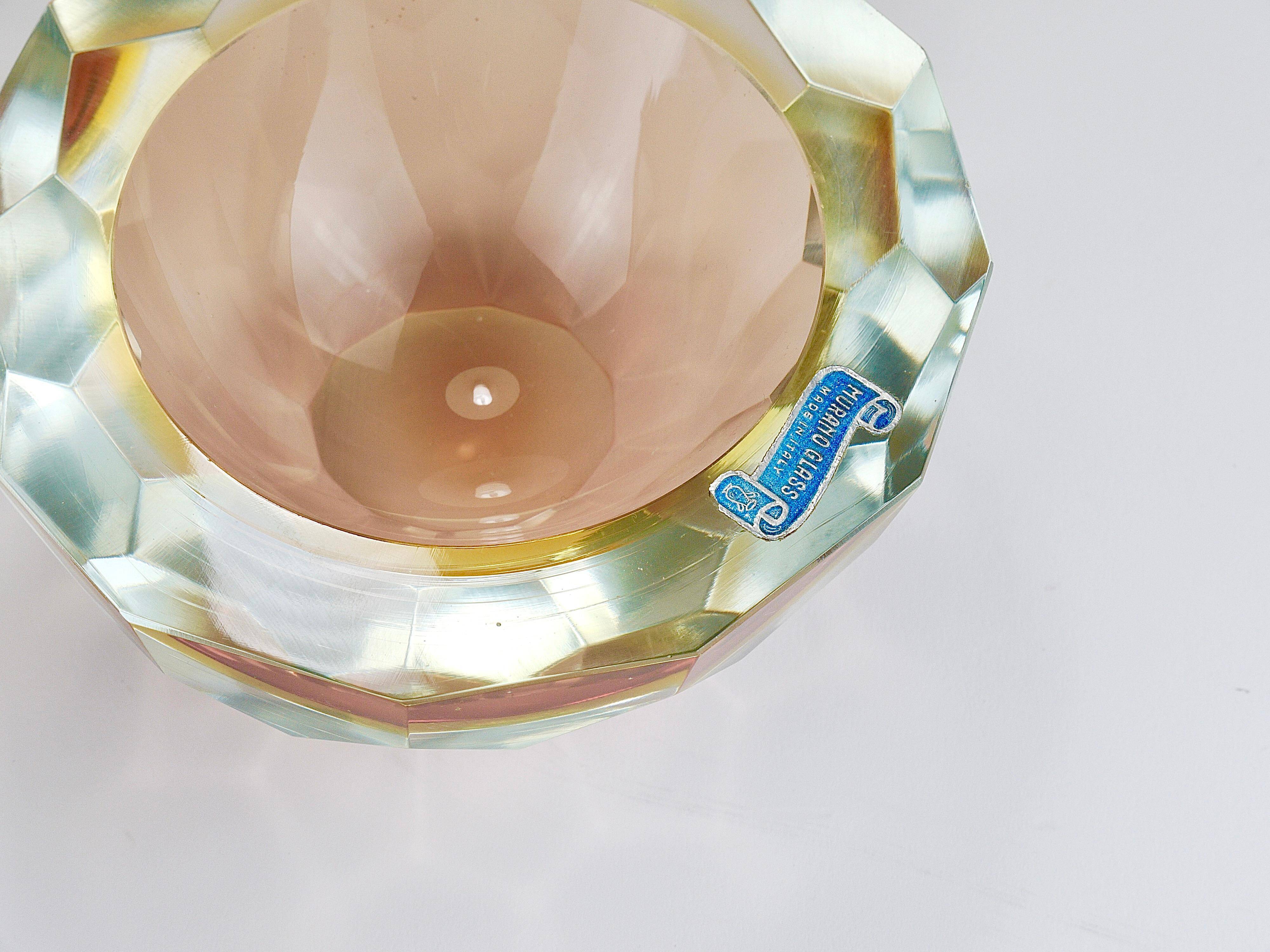 Large Faceted Murano Glass Bowl for Caviar, Italy, 1960s