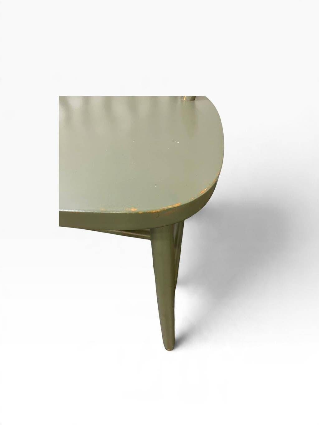 Set of 2 vintage olive green spindle dining chairs