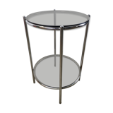 Chrome and smoked glass side table