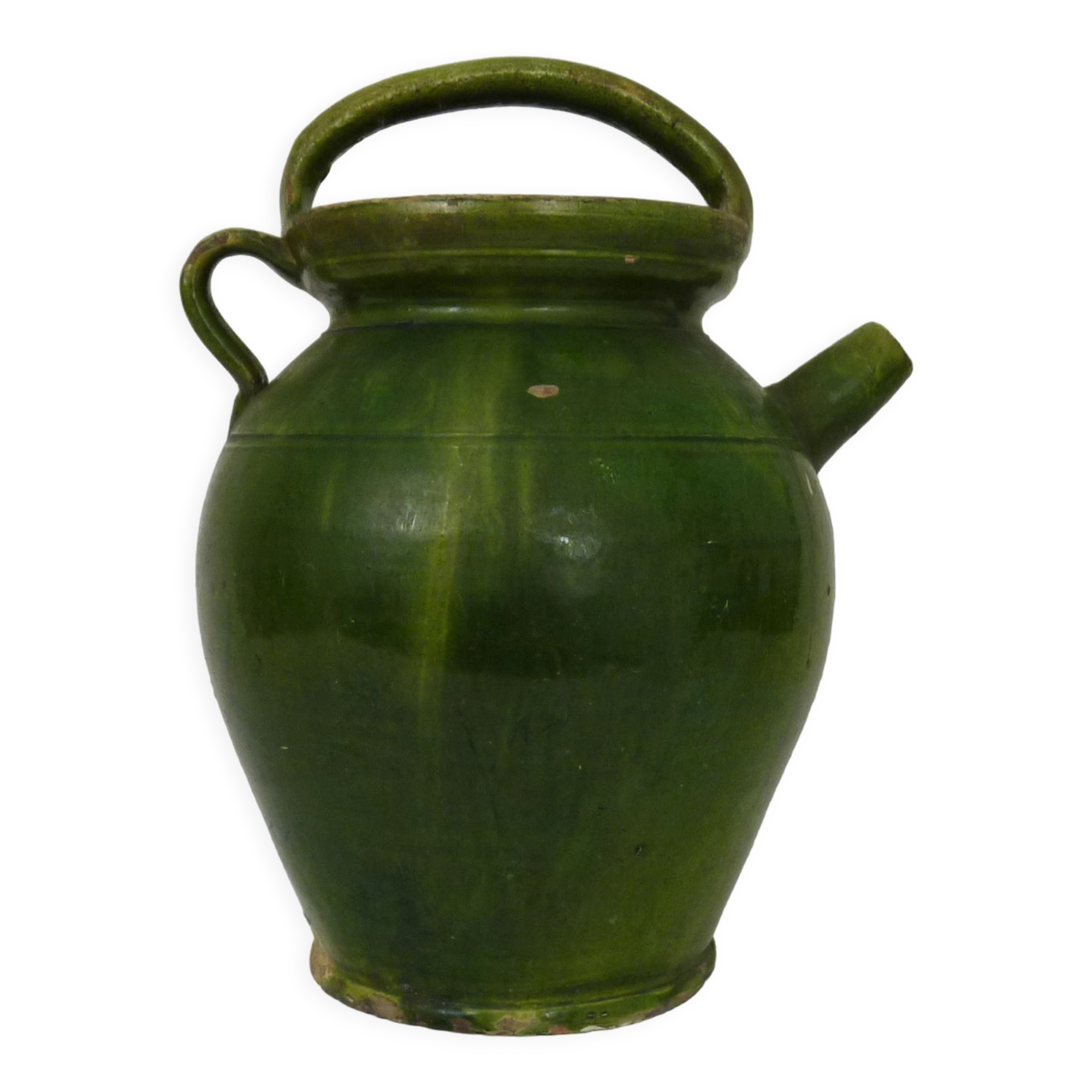 Bouteille En Grès Vernissé Du Centre France – XXème Siècle – Déco Rustique