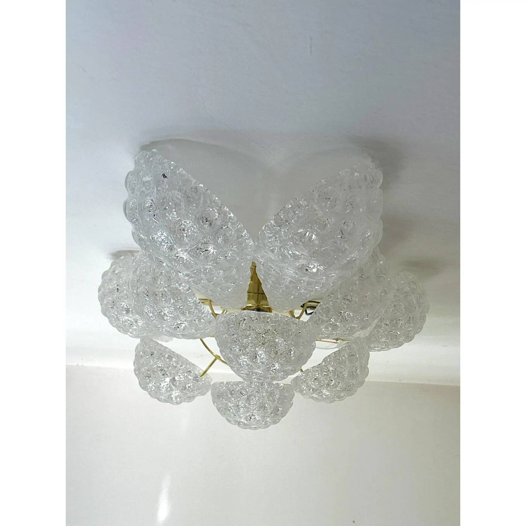 Clear “Conchiglie” Murano Glass Gold Wall Sconce by Simoeng