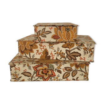 Set de 3 boites anciennes en tissu
