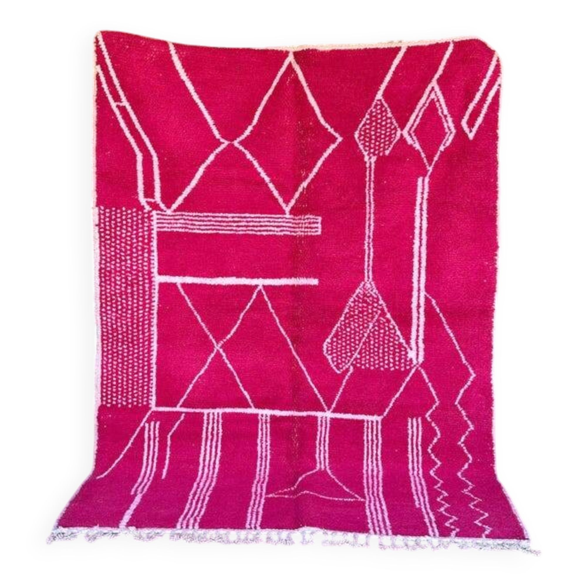 Tapis Beni Ouarain en laine rose