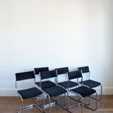 Lot of 6 velvet and chrome chairs Roche bobois