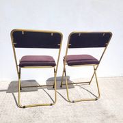 Set of 2 Lafuma folding chairs in brown velvet from the 1970s.