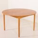 Danish Oak round dining table with one extension, 1970s