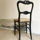 Napoleon III chair in black wood and beige skaï