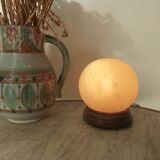Vintage wood and alabaster ball lamp