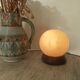 Lampe boule vintage bois et albâtre