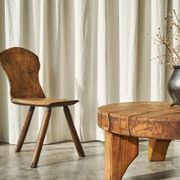 Tripod accent chair Wabi Sabi, hand-carved, 19th century.