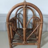 Wicker and bamboo magazine rack