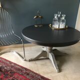 Old round dining table transformable central foot