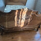 140cm Art Deco/Regency double bed in walnut