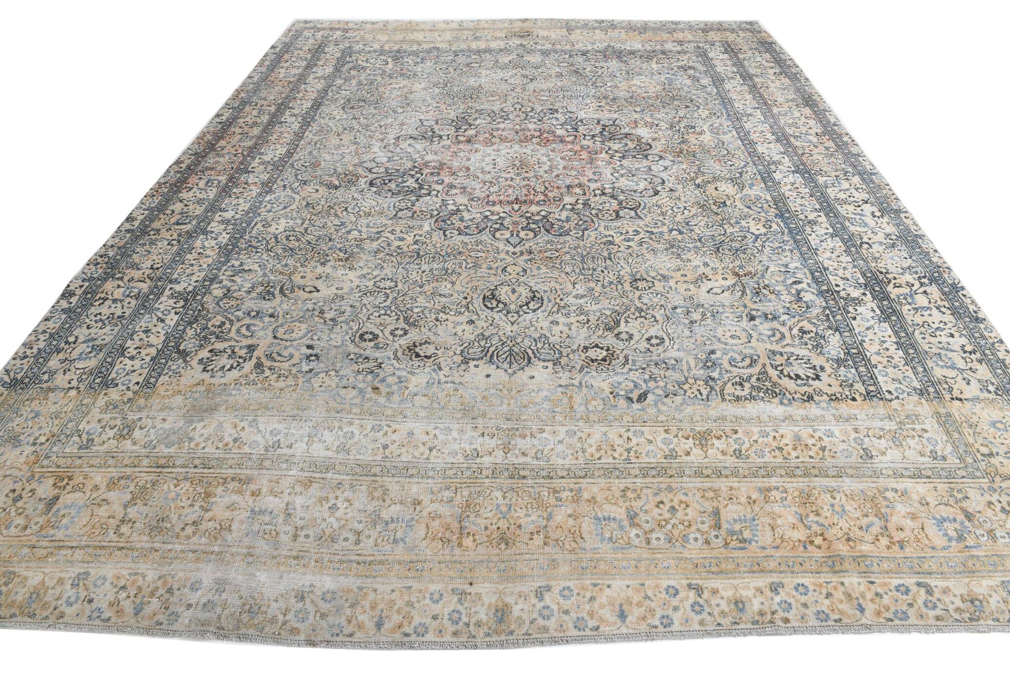 Tapis persan classique antique bleu clair 10x13, 296x386 cm