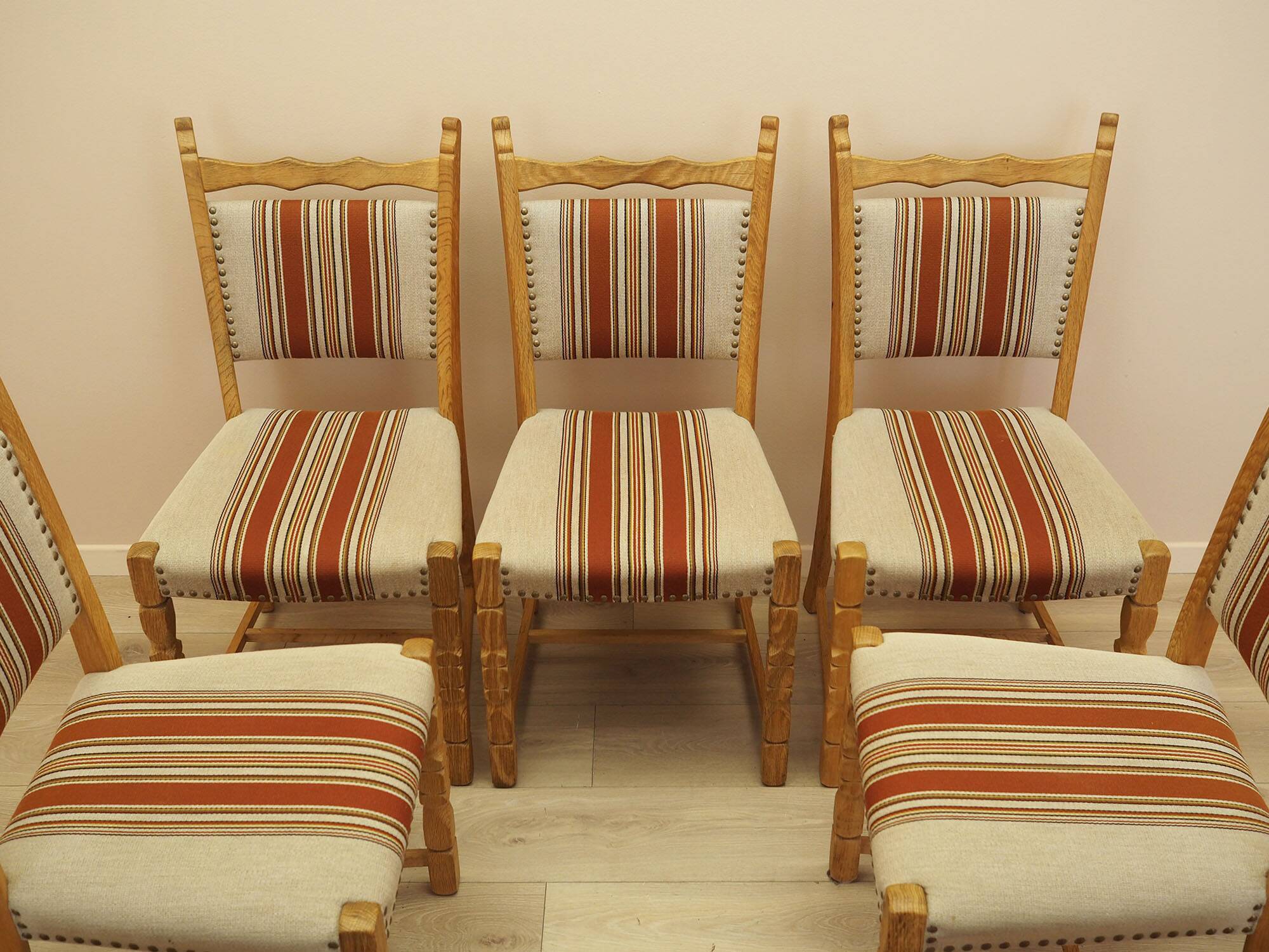 Henning Kjærnulf dining chairs, oak, Danish design, 1960s