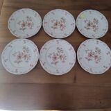 Set of 6 Limoges porcelain dinner plates by Deshoulières