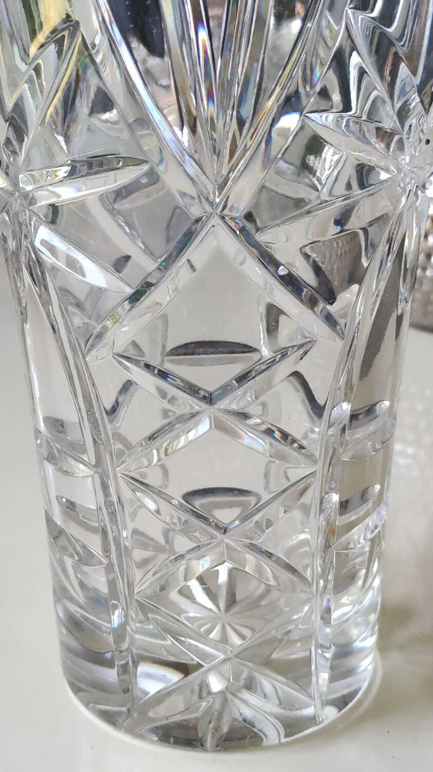 Lead crystal vase with flared neck, Bohemian/Boho chic style. High 25 cm