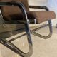 Pair of 70s designer armchairs/chairs in chrome and brown fabric