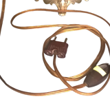 Electrified kerosene lamp art-deco- regulated silver and tinted glass with its original lampshade