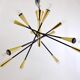 Lustre Sputnik articulé noir et laiton style Stilnovo, Italie, 1950